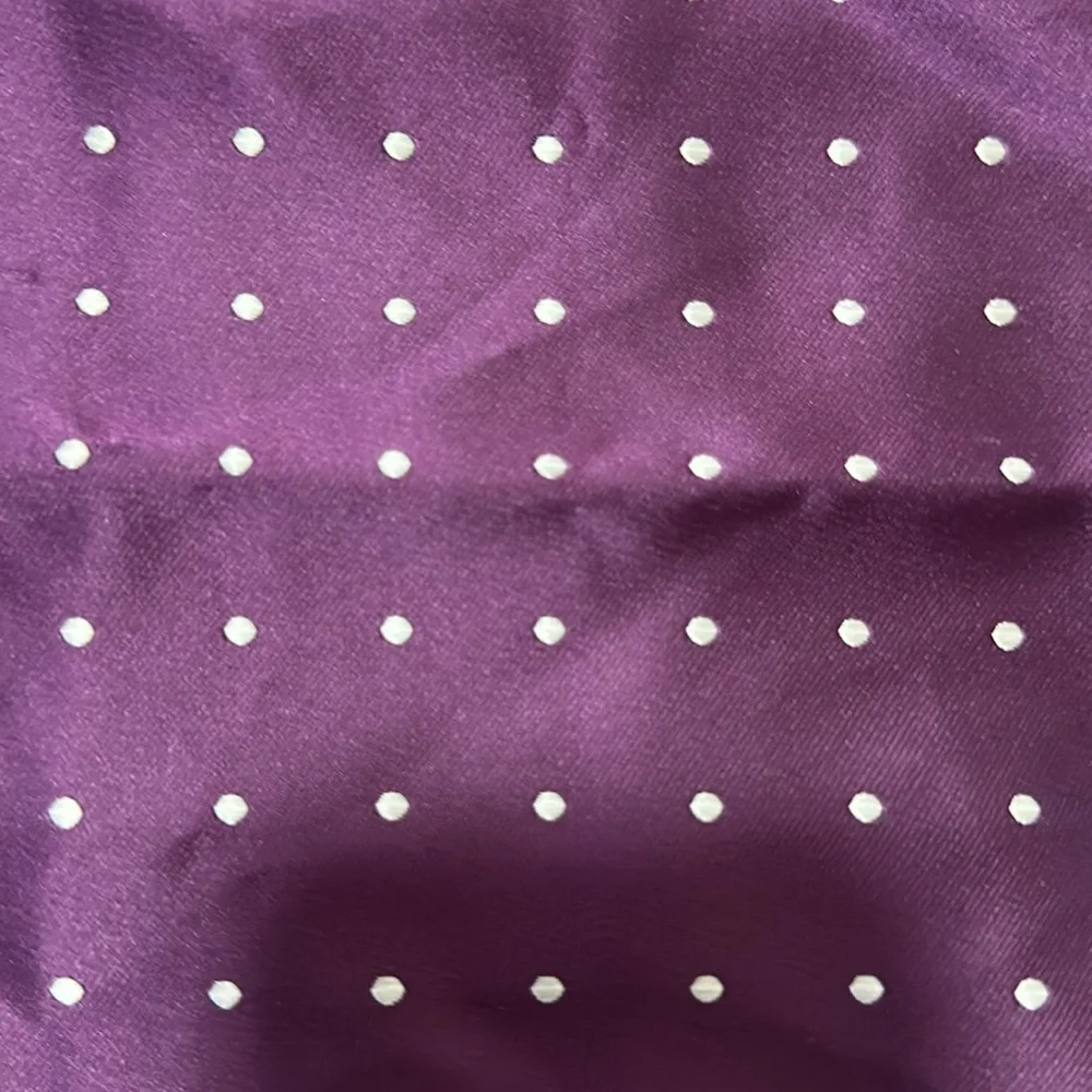 Three Men’s Pocket Square. Navy Blue, Cobalt Blue, and Purple. With Polka Dots. - Picture 4 of 5